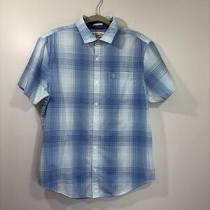 PENGUIN Blue White Striped Heritage Slim Fit Short Sleeve mens Shirt Size Large